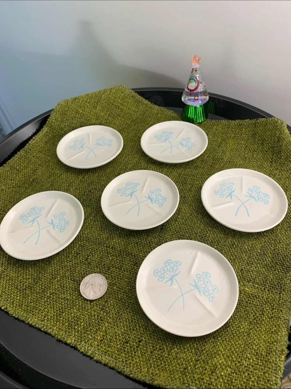 Salt or Spice Dips S/6 Light Blue Floral Accents